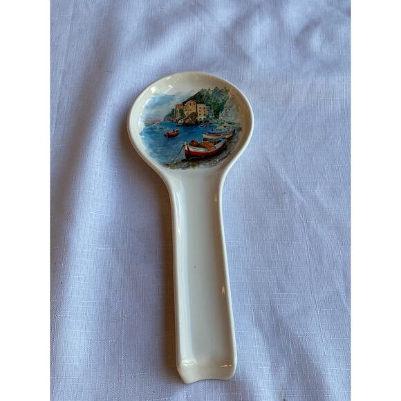 Ceramic Spoon Rest Painting of Sorrento Italy Made in Italy Multi on white EUC - Picture 9 of 10